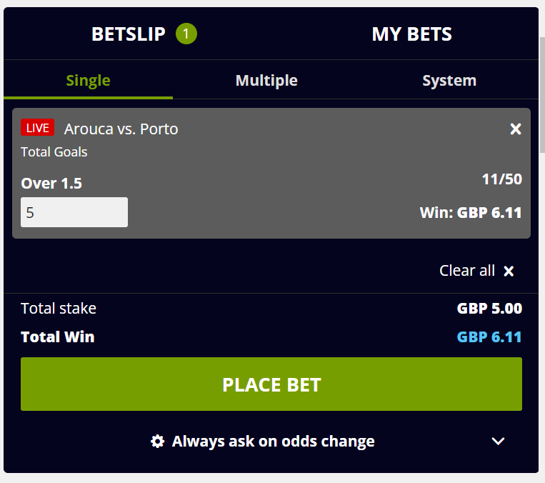 Complete the betslip