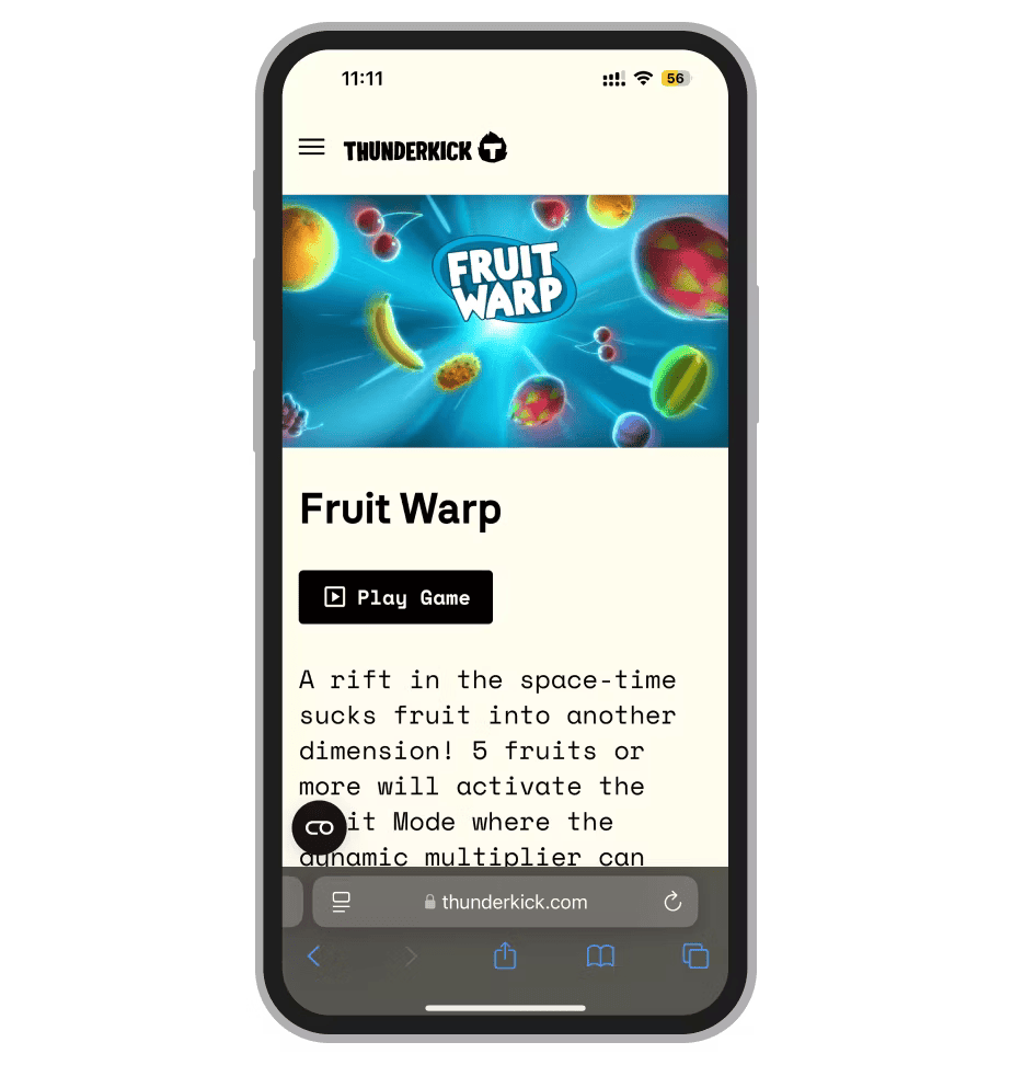 Страница Fruit Warp