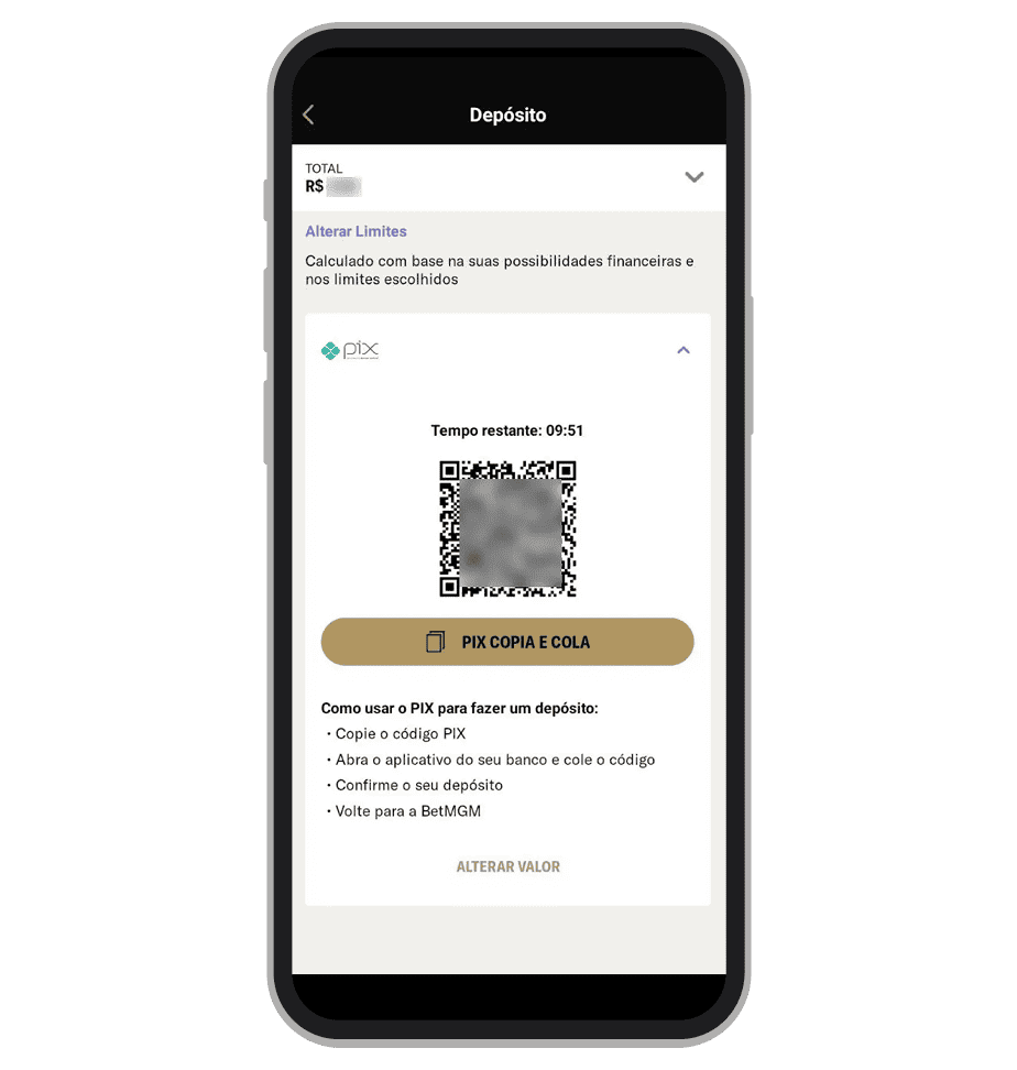 Copie o código e proceda com o pagamento no seu app bancário