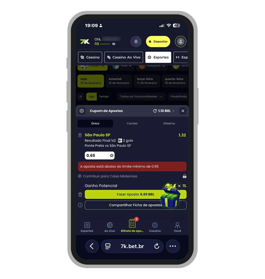 Aposta mínima na 7K.bet 