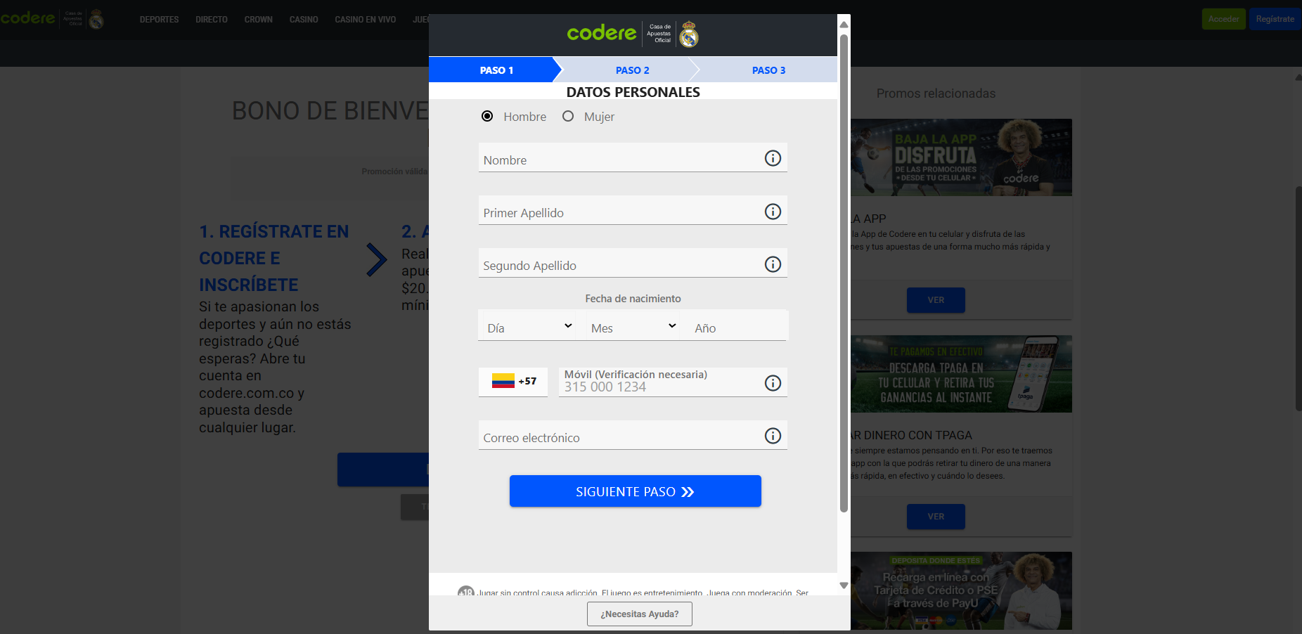 Formulario de registro