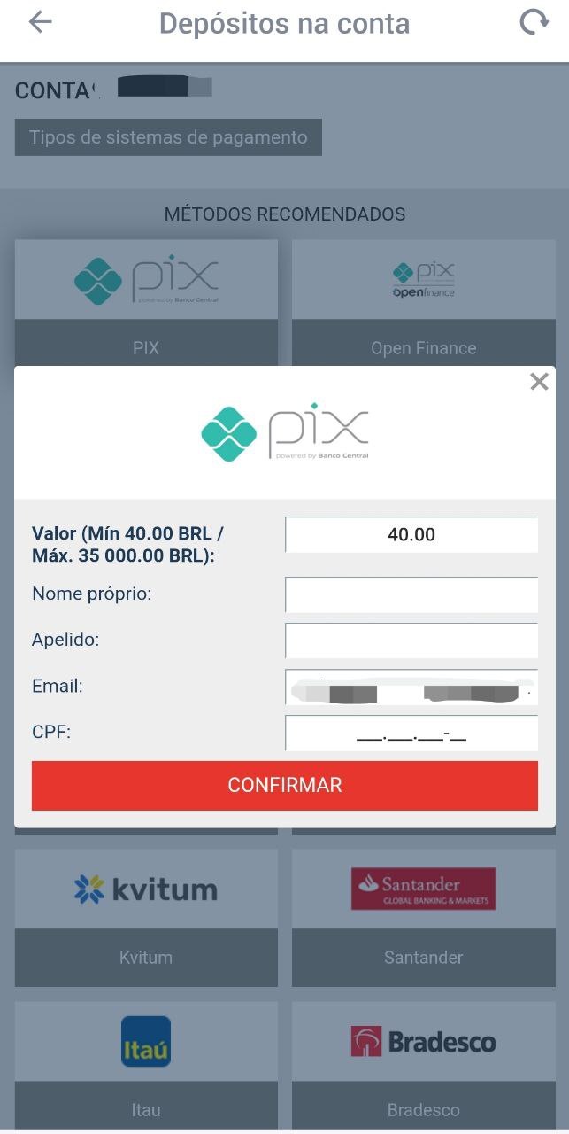 Confirme os dados e finalize o depósito