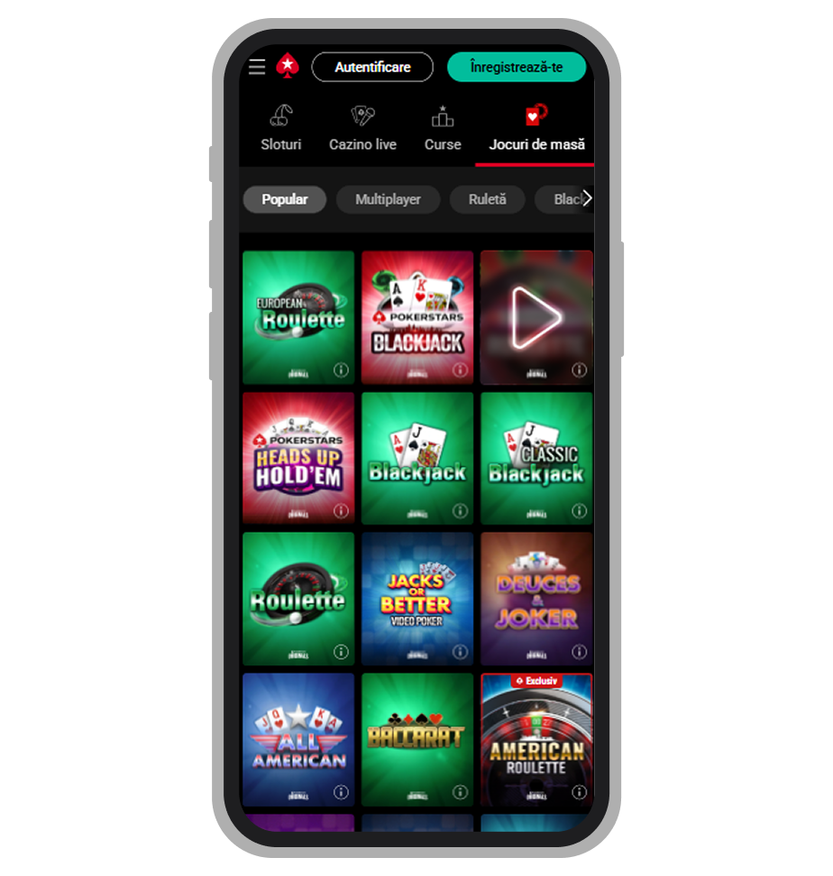 Jocuri de masă RNG la PokerStars