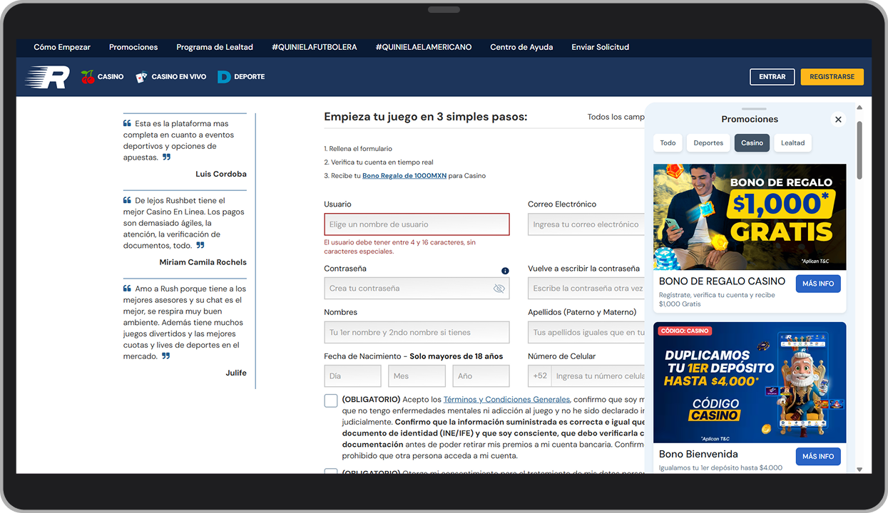 Bonos de Rushbet Casino