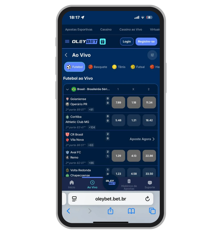 Apostas ao vivo na Oleybet