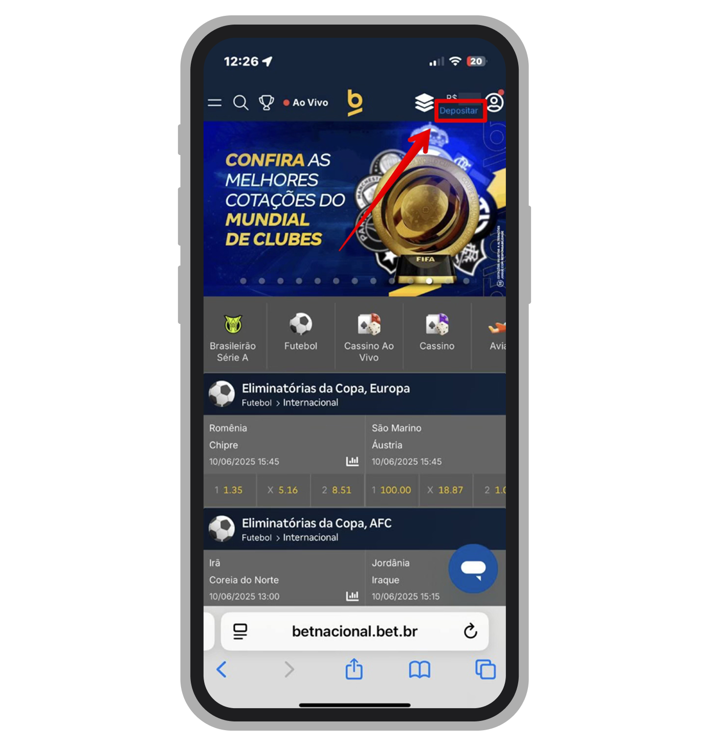 Escolhe a conta cadastrada e valor que quer adicionar na conta