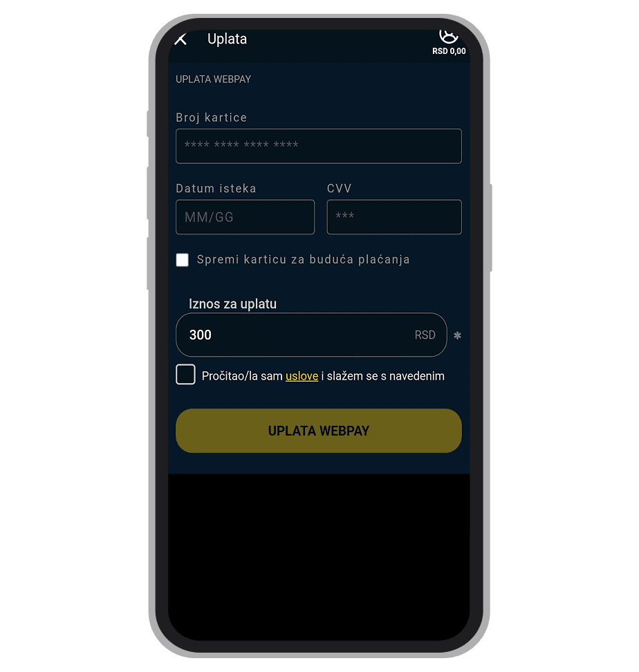 AmbassadorBet informacije prilikom uplate