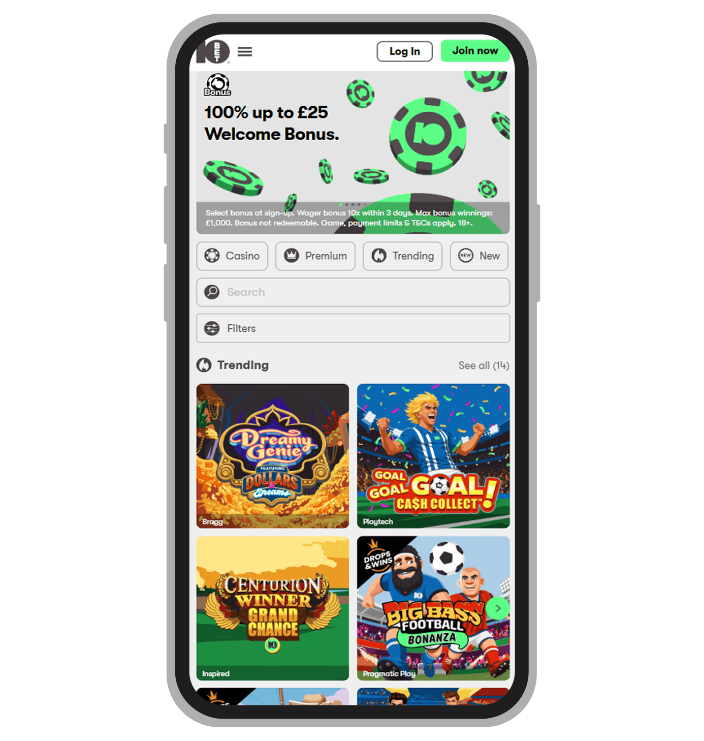 10Bet Casino Homepage