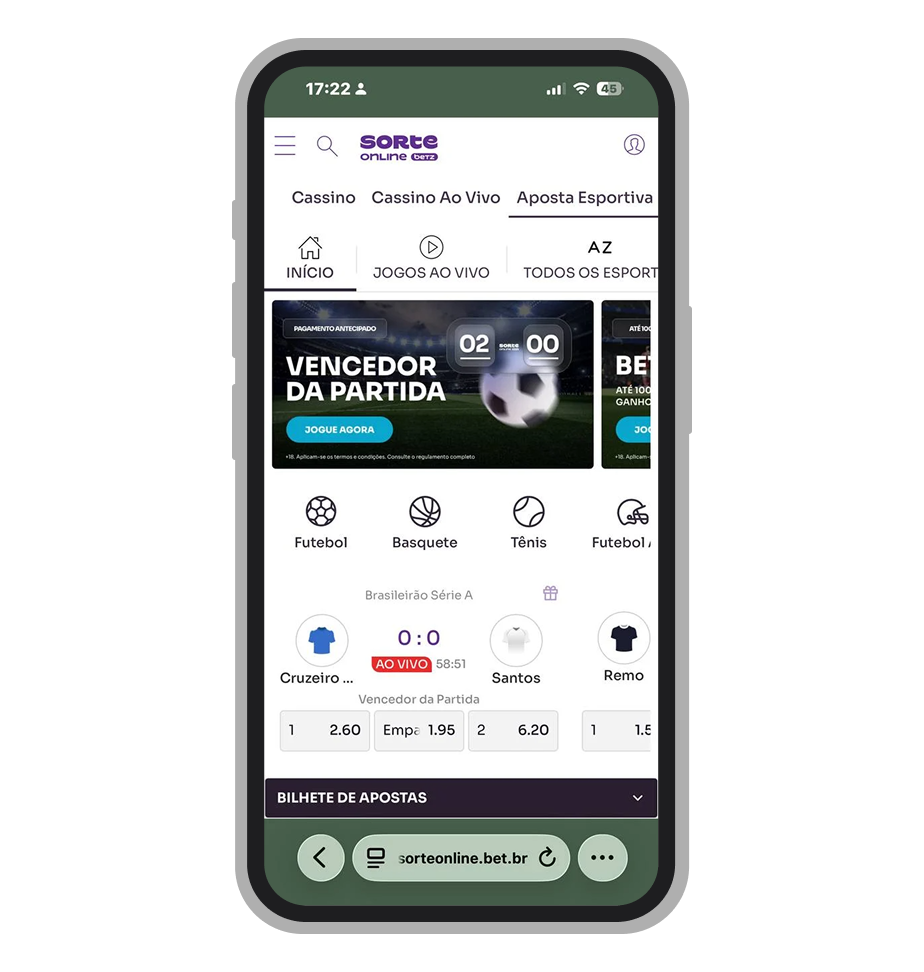 Site mobile da plataforma Sorte Online 