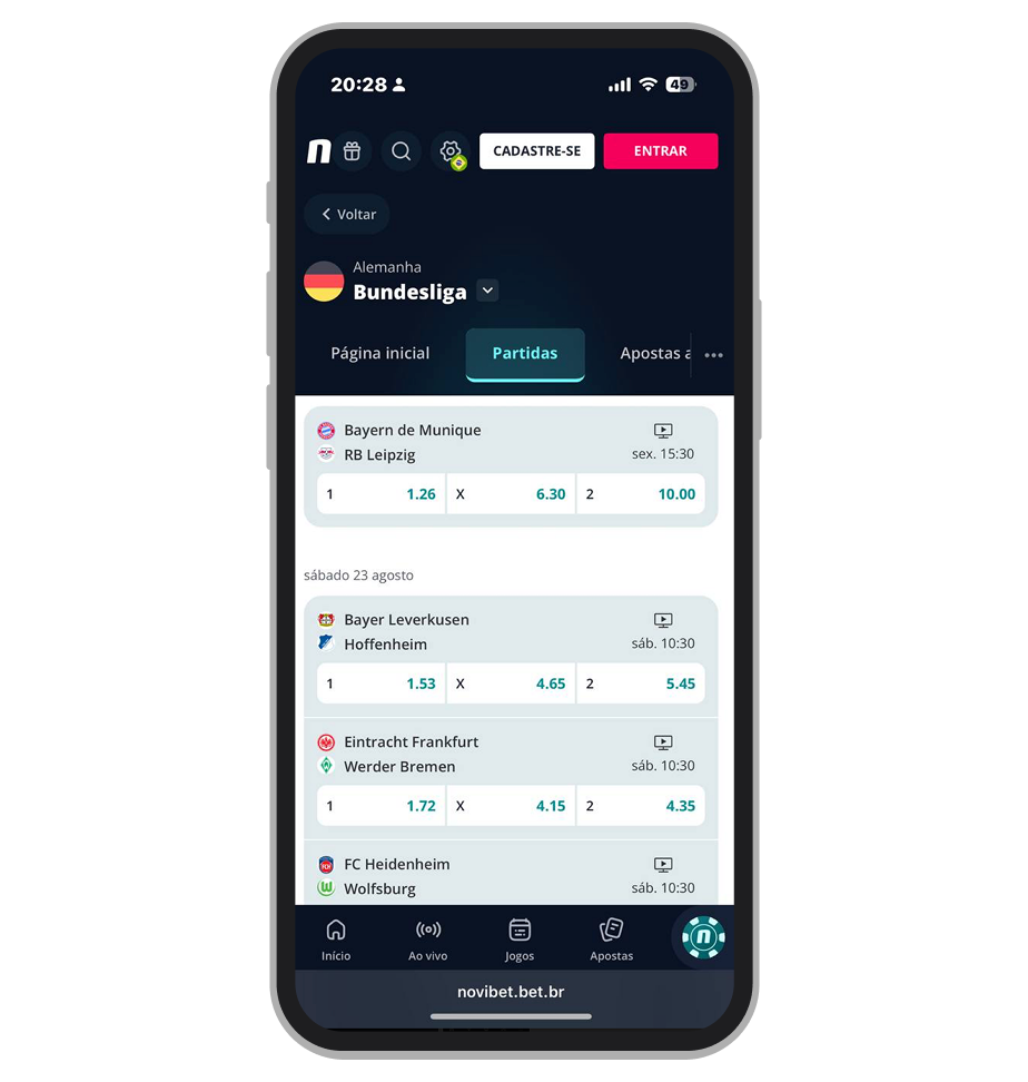 A Novibet tem uma cubertura ótima de transmissões ao vivo da Bundesliga