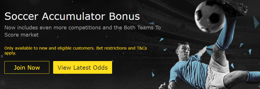 Place an Acca and get a bonus of up to 70%.
