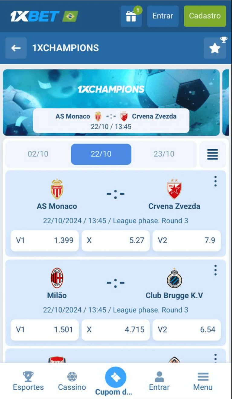 Apostas esportivas na 1xBet