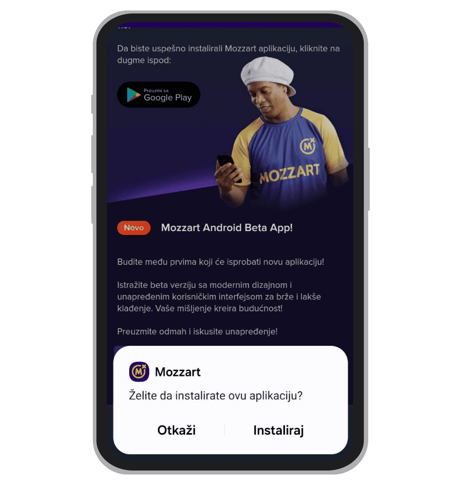 Mozzart apk instalacija