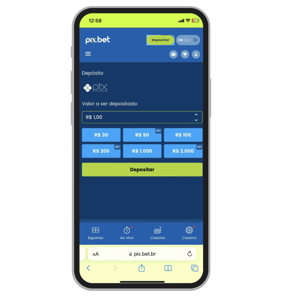 Depósito a partir de R$1