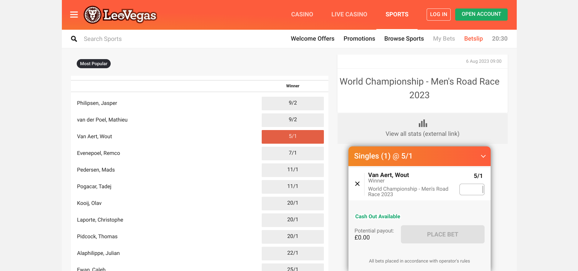 How to bet on UCI Wiorld Cycling Championships