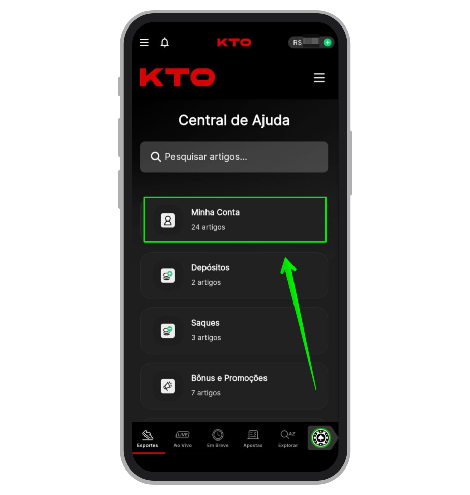 Abra qualquer artigo da central