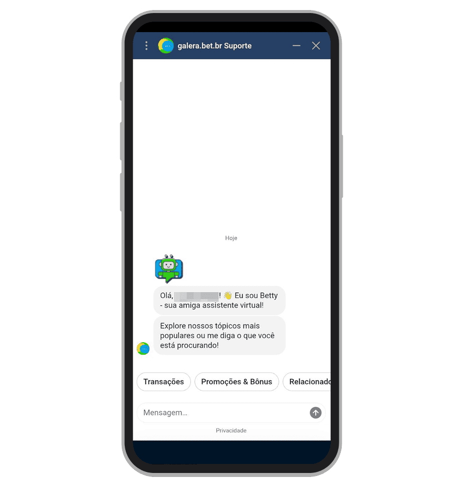 Começará o chat com robô