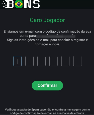 Confirma seu registro pelo código enviado para e-mail