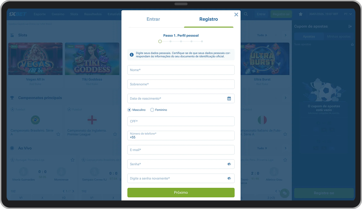 Preencha os dados necessários 