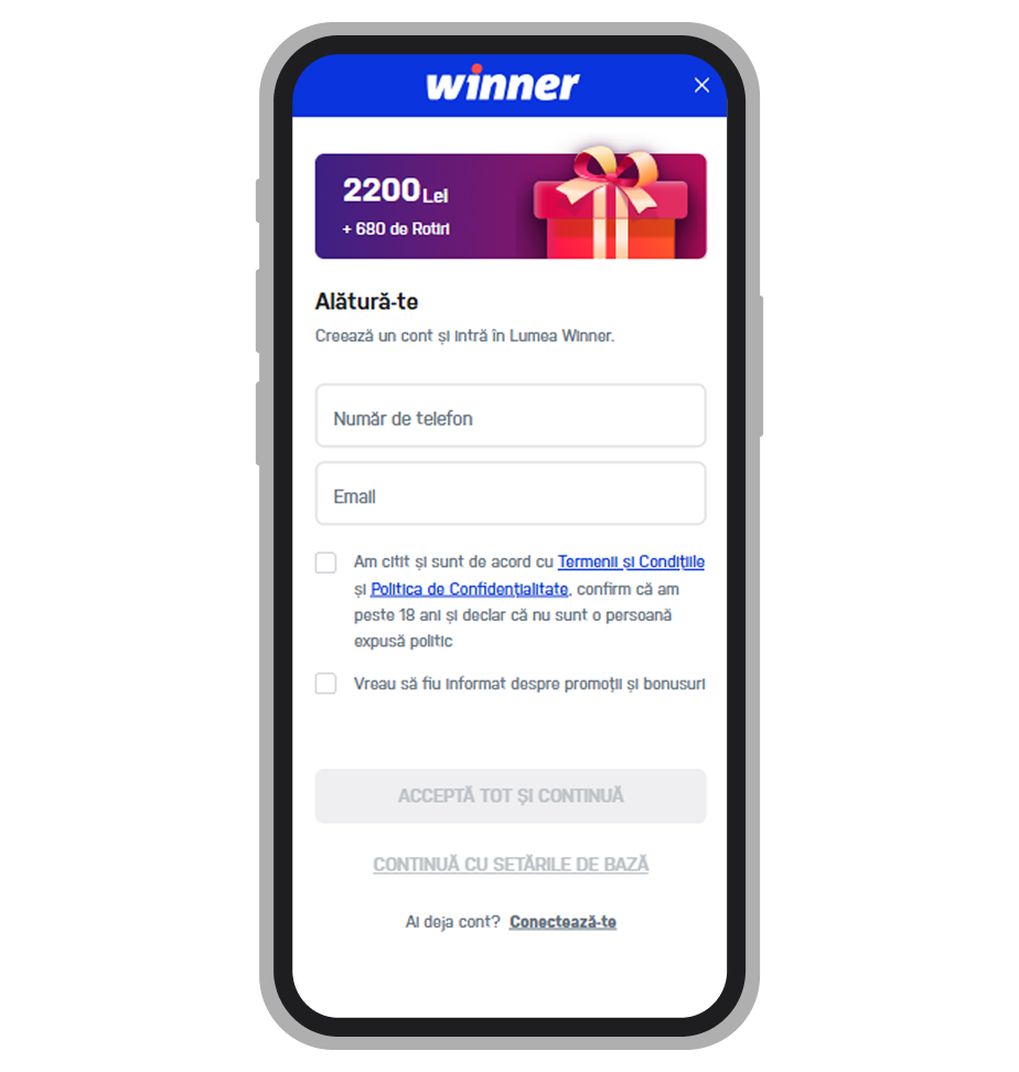 Formular de înregistrare Winner