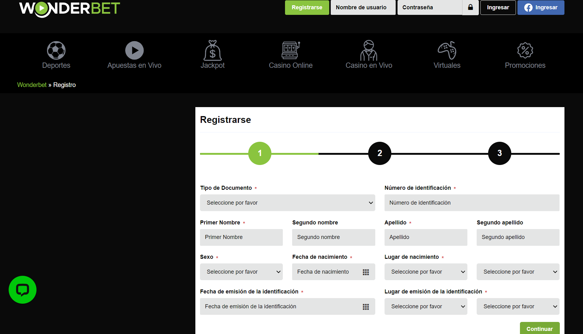 Formulario de registro