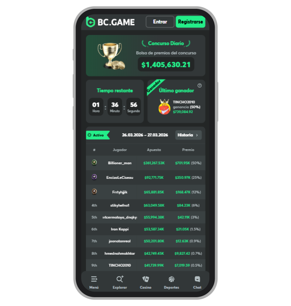 Concurso Diario en BC.Game