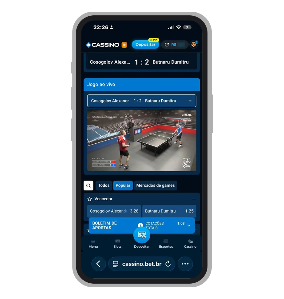Transmissão ao vivo no site da Cassino.bet