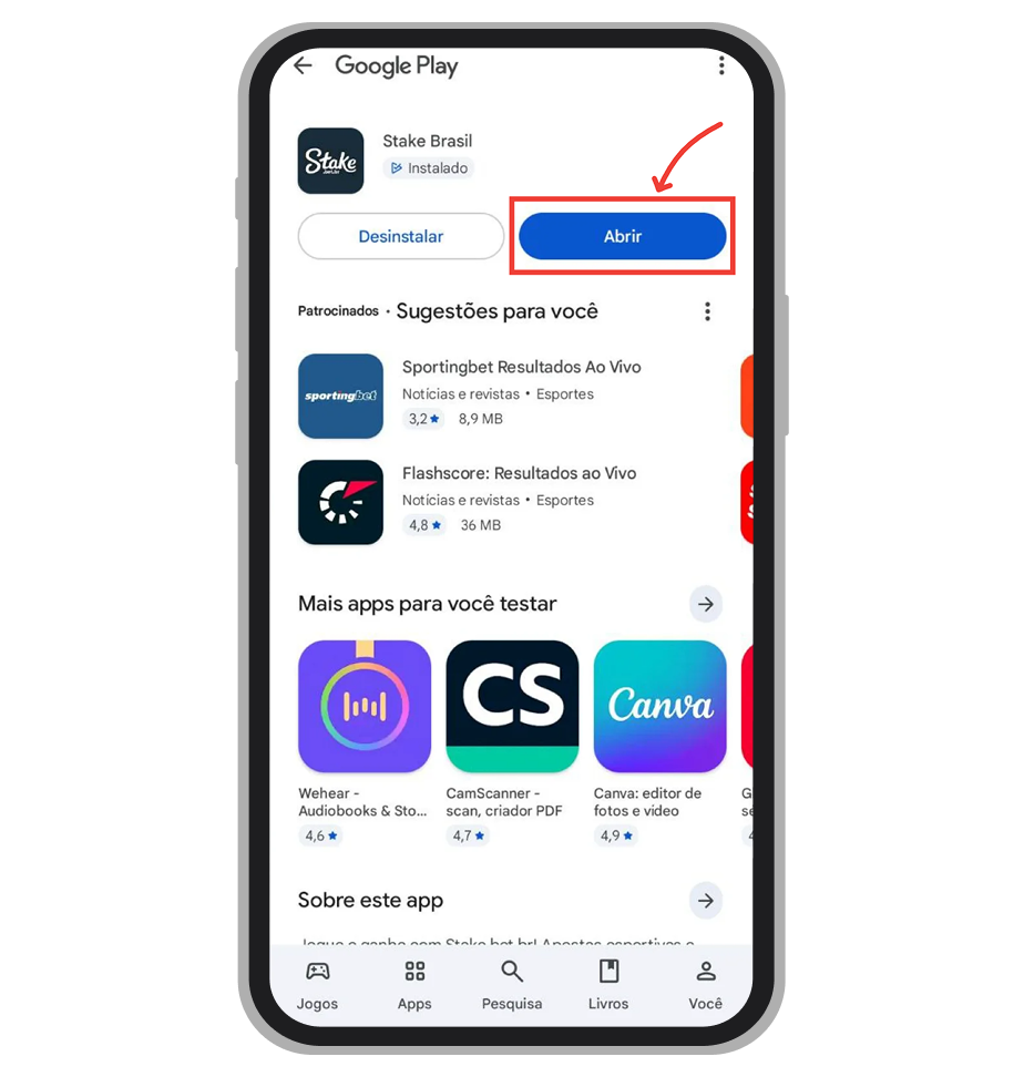 Pode acessar o app e começar usá-lo 