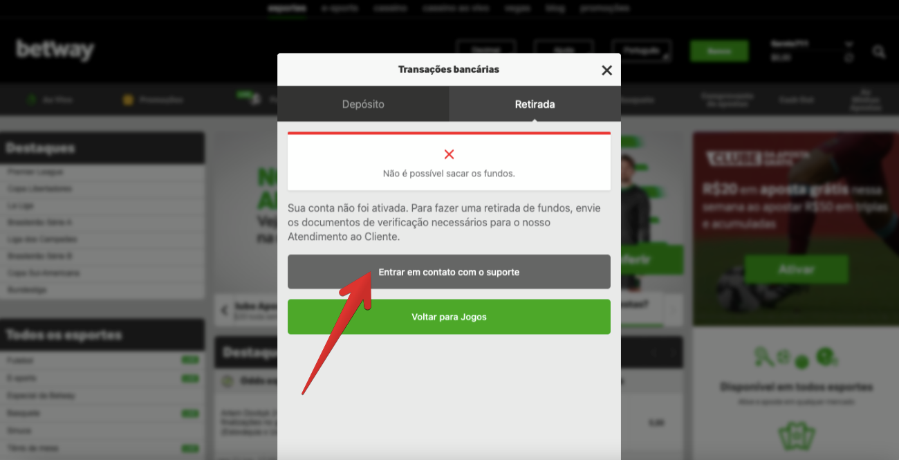 Contate o suporte para verificar seu registro