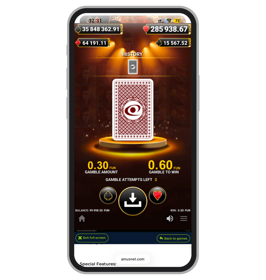 Риск-раунд в Mythical Treasure