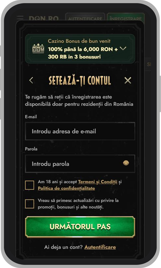 Înregistrare cont Don Casino