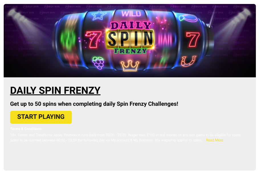 Daily Spin Frenzy promotion at Spin Shake Casino.