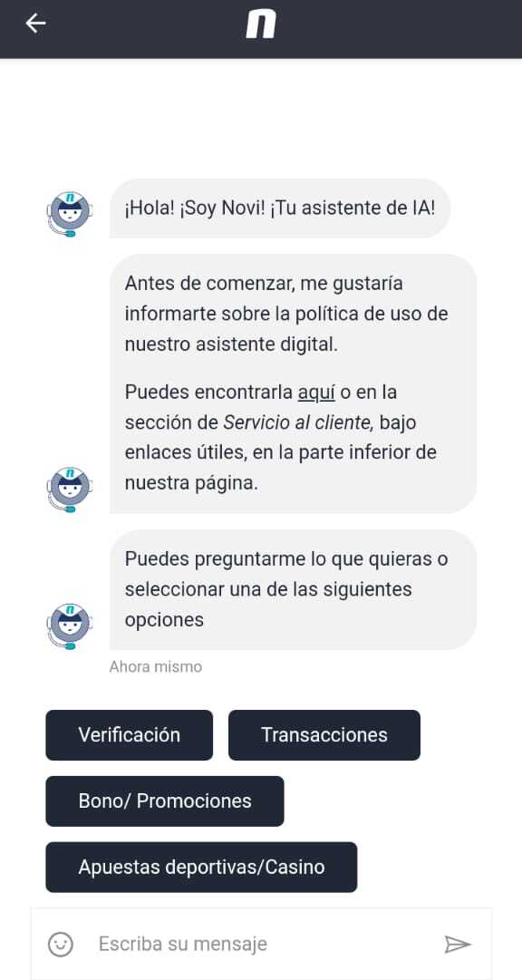 Novi Chat desde la App