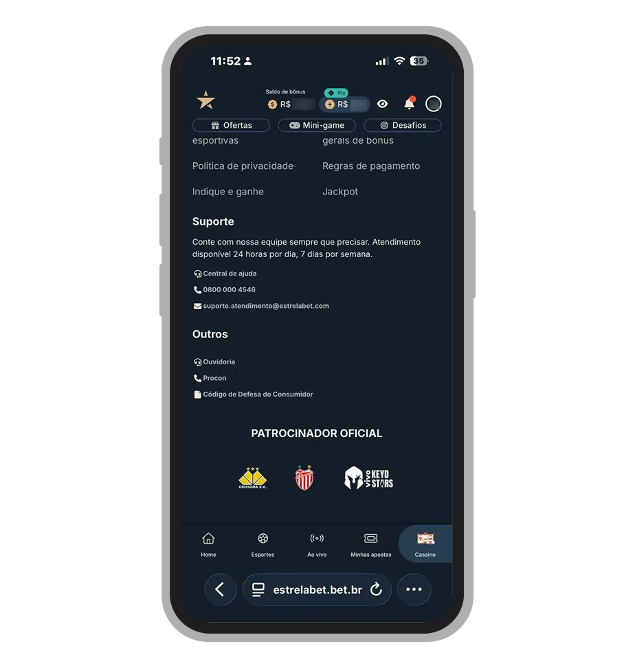 Contatos de suporte da EstrelaBet