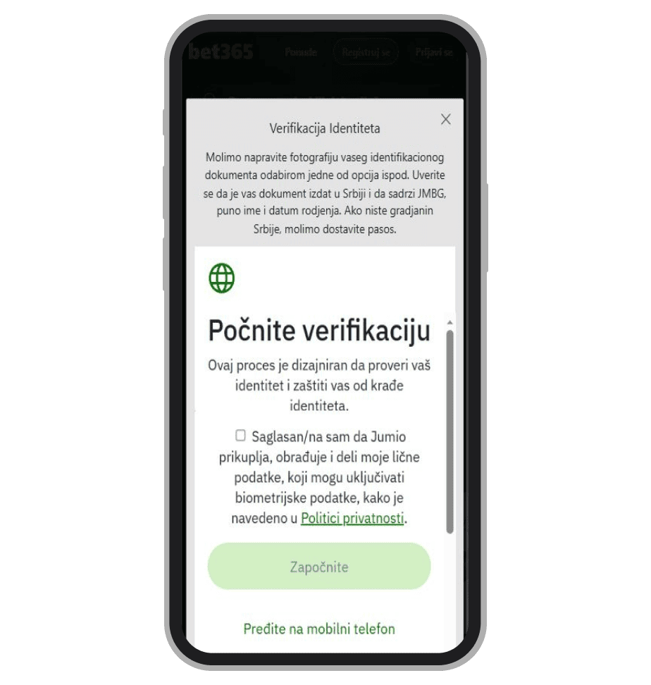 Verifikacija na Bet365