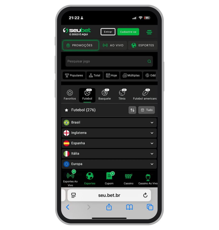 Apostas esportivas na SeuBet 