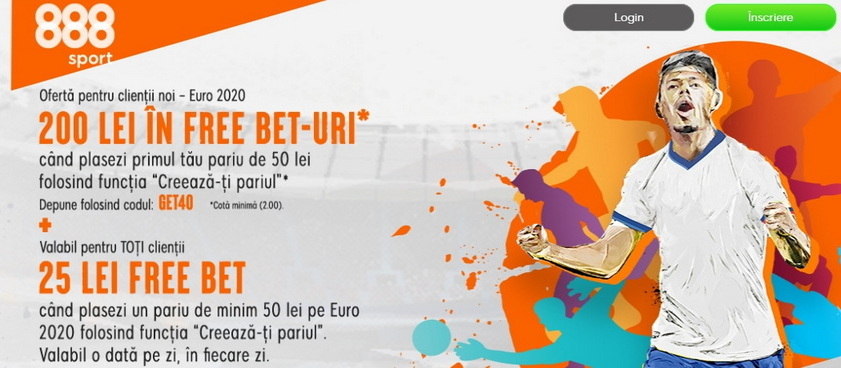 Ofertă pentru clienţii noi - EURO 2020, câştigă 200 lei în Free Bet-uri