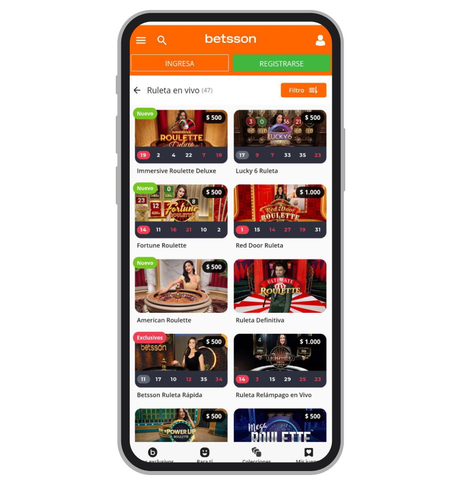 Ruleta en vivo. Betsson