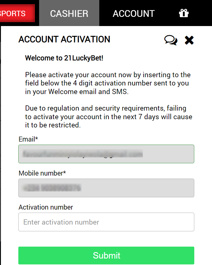 Request an activation code
