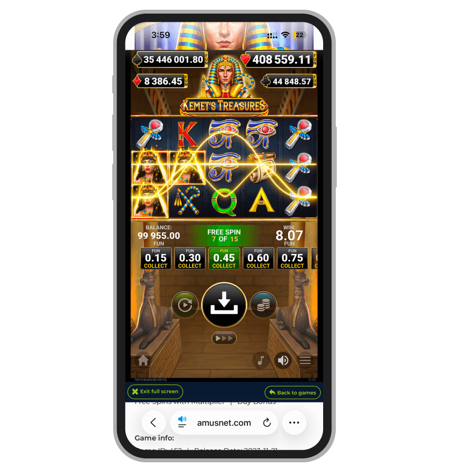 Kemet`s Treasures бонус-раунд