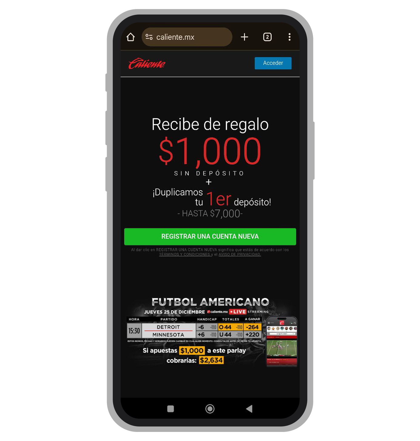 Página de inicio de Caliente