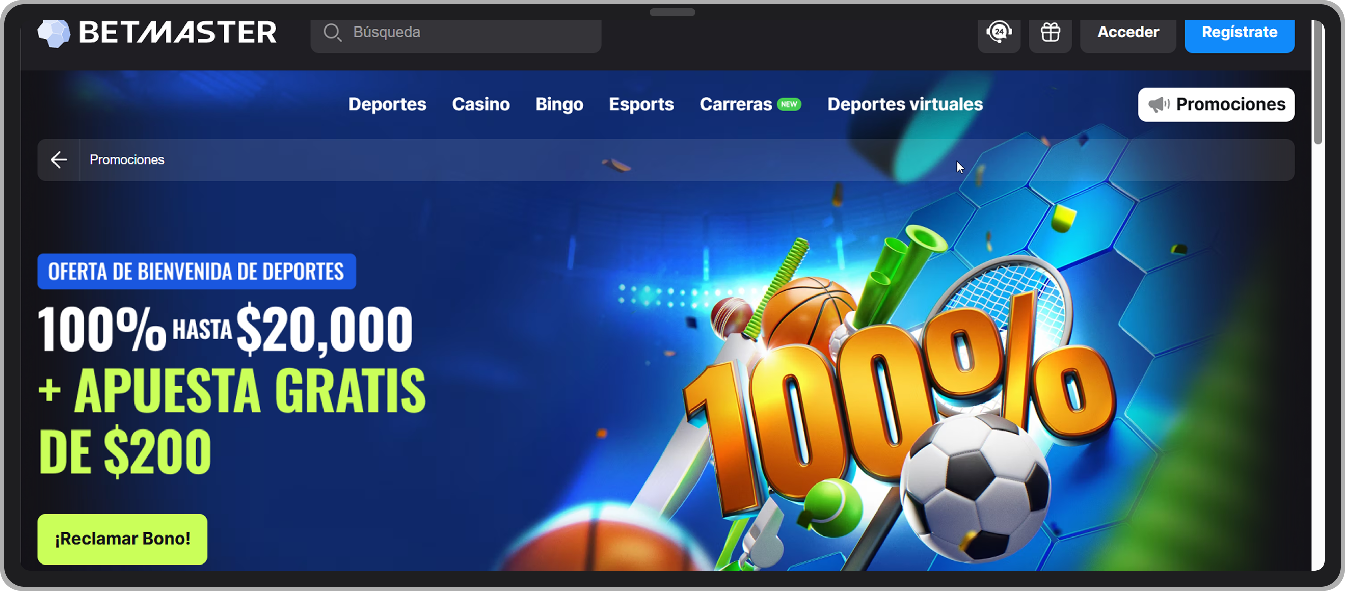 Bono de bienvenida. Betmaster