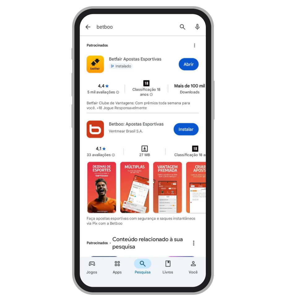 Digite na barra de busca Betboo