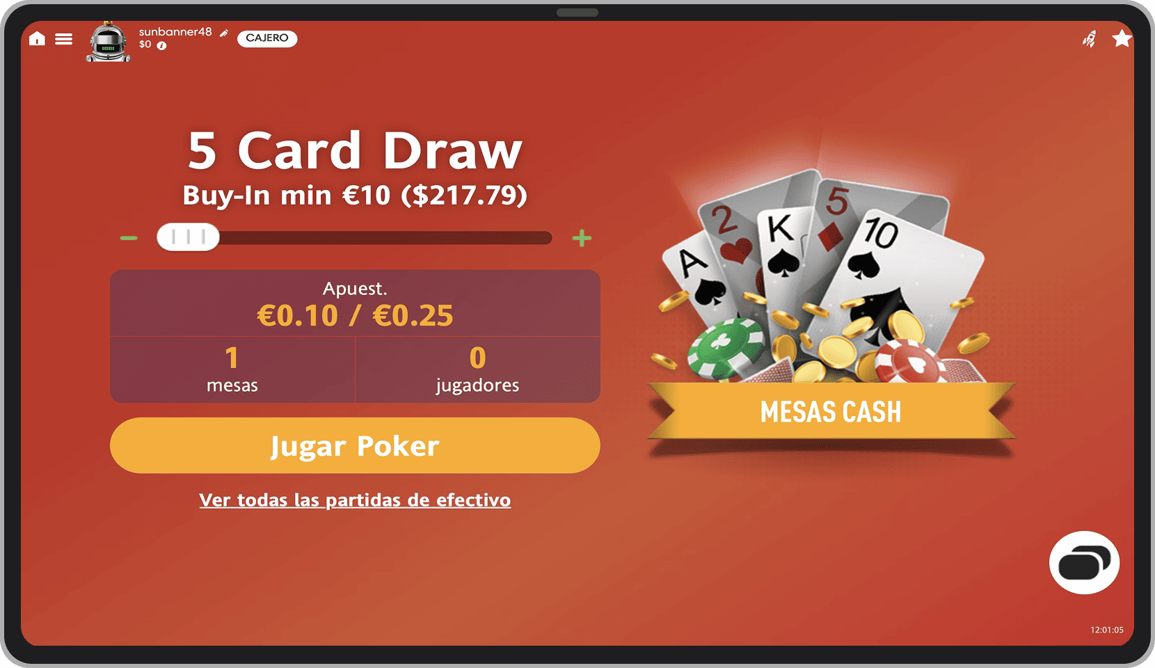 Póker de 5 cartas. Codere