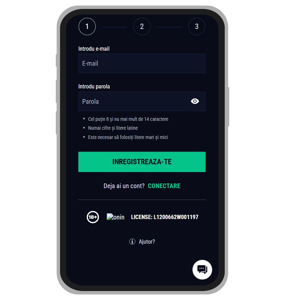 Formularul de înregistrare Favbet