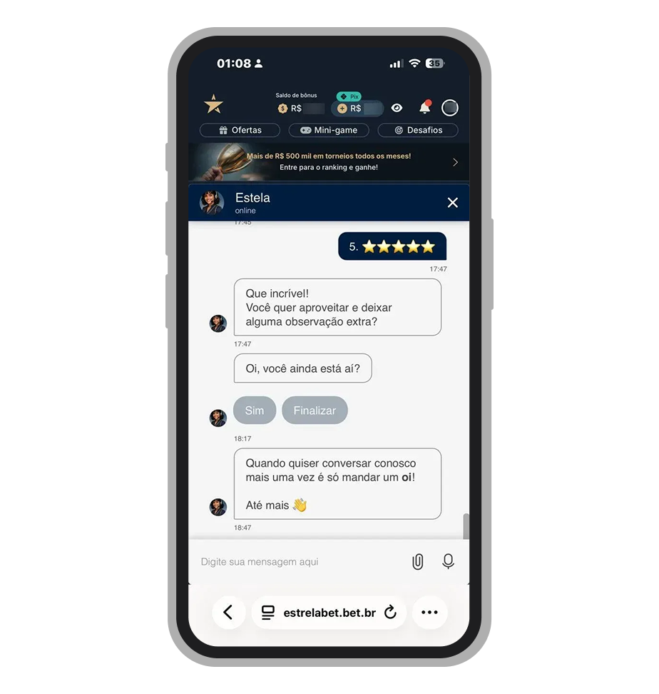 Chat ao vivo de atendimento da EstrelaBet