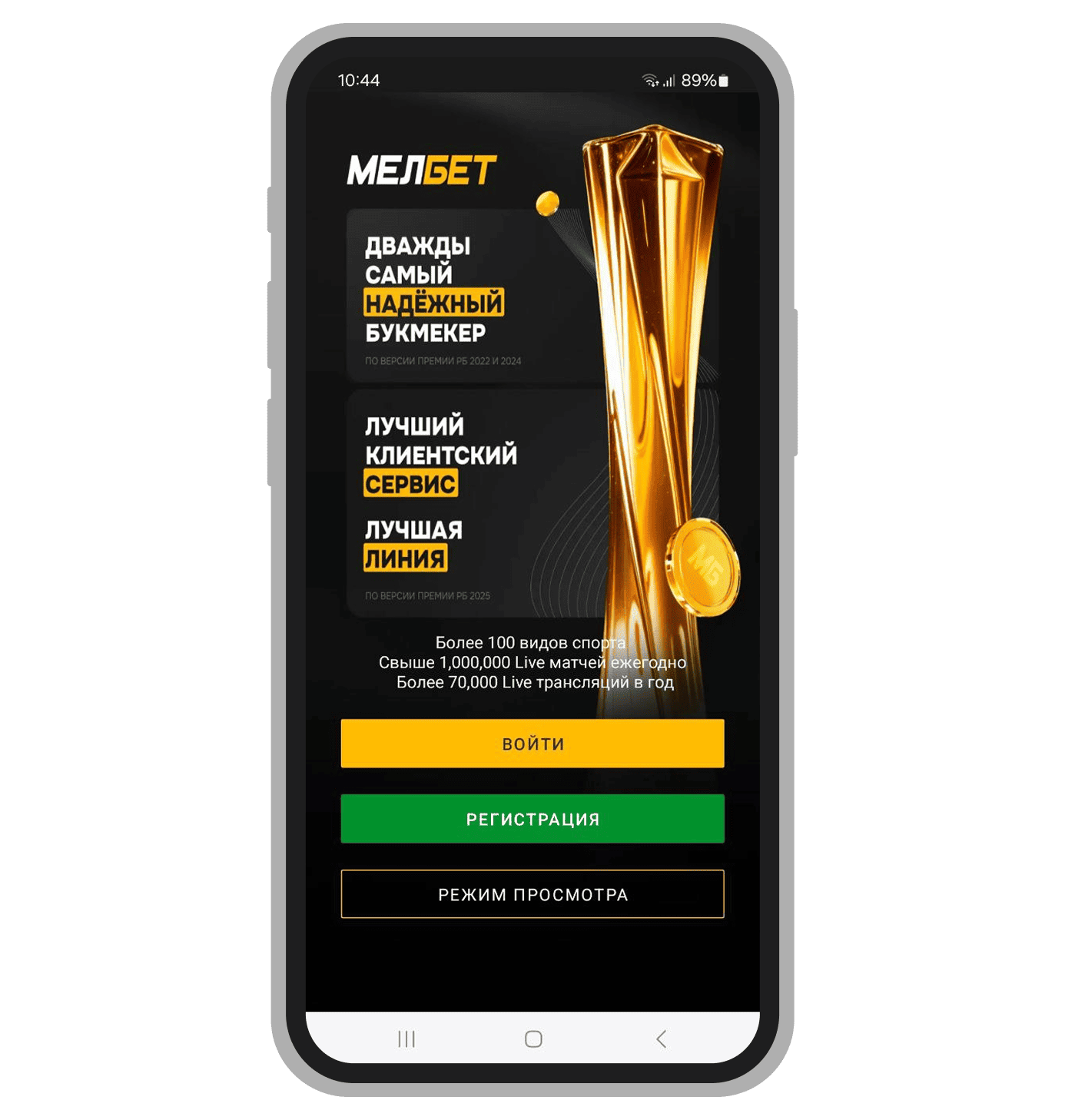 Окно авторизации при запуске приложения