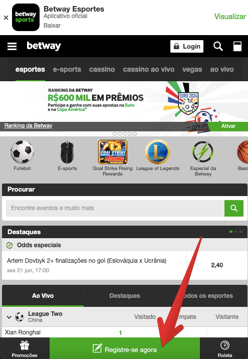 Toque em ‘Registre-se agora’