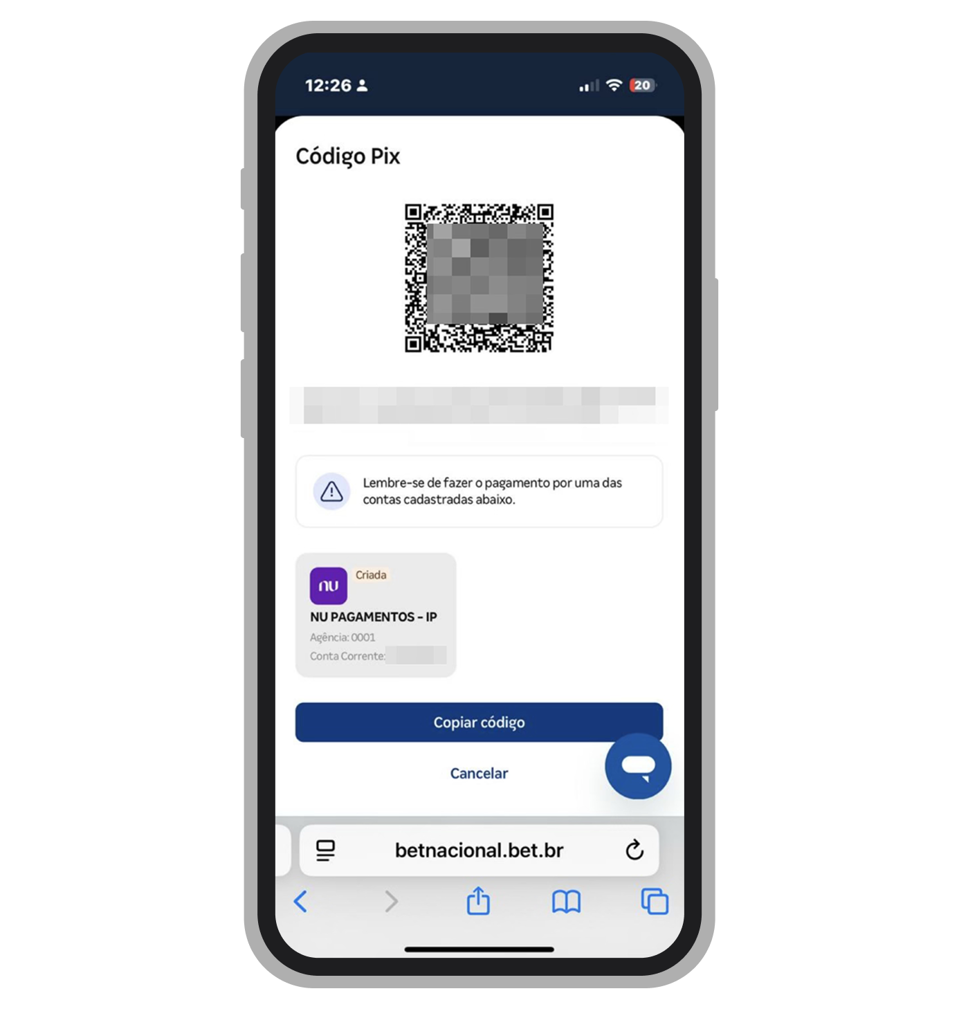 Utilise o seu app bancário para proceder com pagamento 