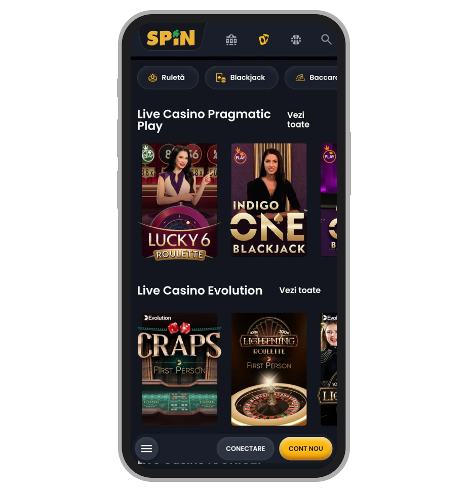 Versiune mobil Spin Casino